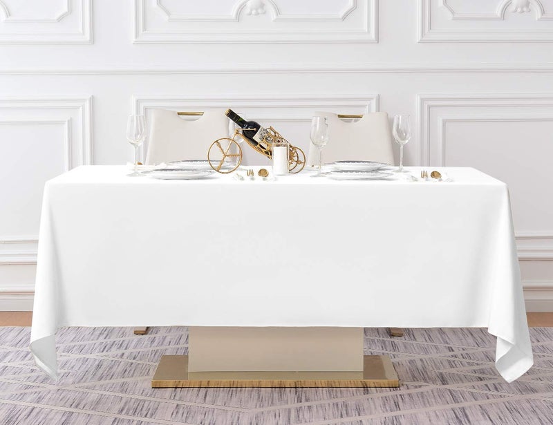Surmente White Rectangle Tablecloth 60 x 102-inch Rectangular Polyester Table Cloth for Weddings, Banquets, or Restaurants - Image 5